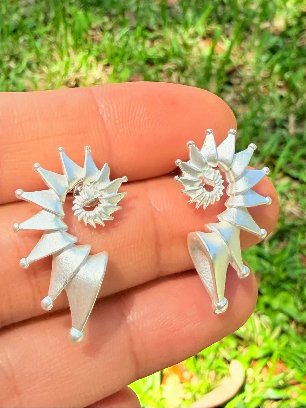 Silver Spiral Spike Stud Earrings - Jewelry
